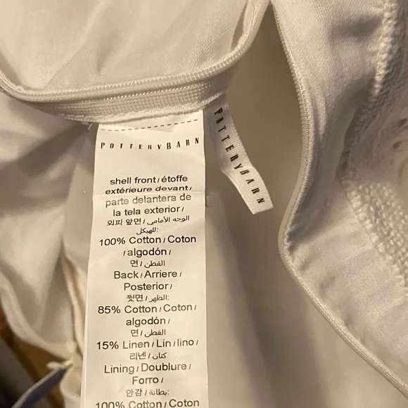 NWT Pottery Barn Palm Leaf Cream White Textured Knit Pillow Cover with sequins - Picture 9 of 11